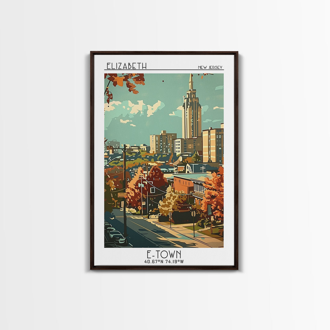 Elizabeth Travel Poster, Framed Canvas Print, City Travel Poster, Vintage City Poster, Retro Wall Art, Vintage Travel, Travel Prints