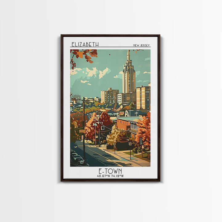 Elizabeth Travel Poster, Framed Canvas Print, City Travel Poster, Vintage City Poster, Retro Wall Art, Vintage Travel, Travel Prints