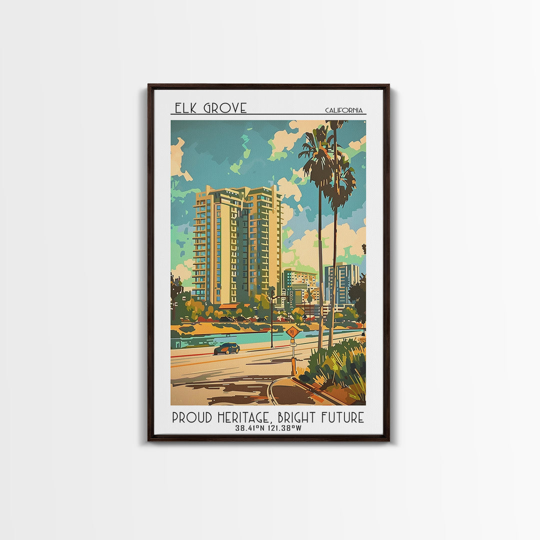 Elk Grove California Travel Poster, Framed Canvas Print, Retro Wall Art, Travel Print, Travel Posters, Travel Prints, Vintage Poster