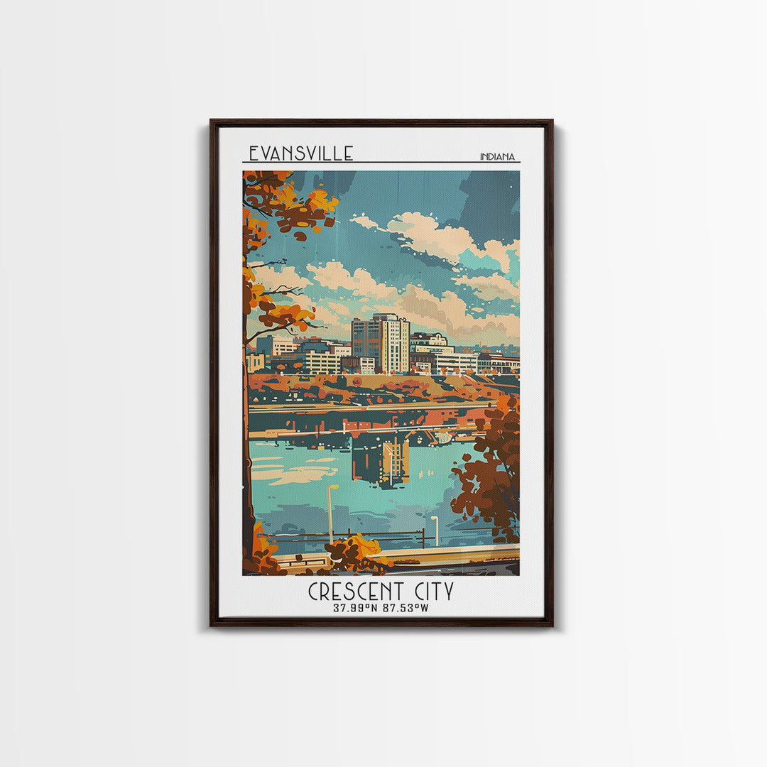 Evansville Indiana Travel Poster, Canvas Print, Travel Wall Decor, Minimalist Poster, Landscape Art, Travel Wall Art, Fine Art Print