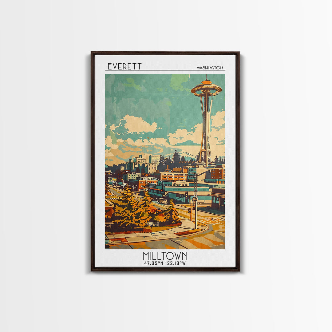 Everett Washington Travel Poster, Canvas Print, City Travel Poster, Travel Wall Decor, Wanderlust Gift, Landscape Art, Travel Prints