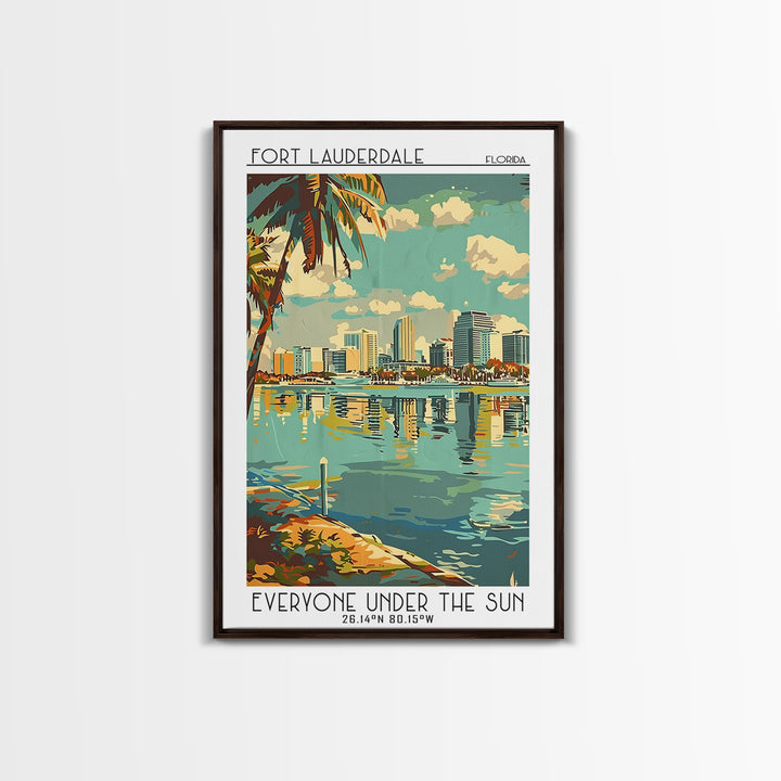 Fort Lauderdale Florida Travel Poster, Framed Canvas Print, Travel Wall Decor, Minimalist Poster, Gallery Wall Set, Travel Art Print