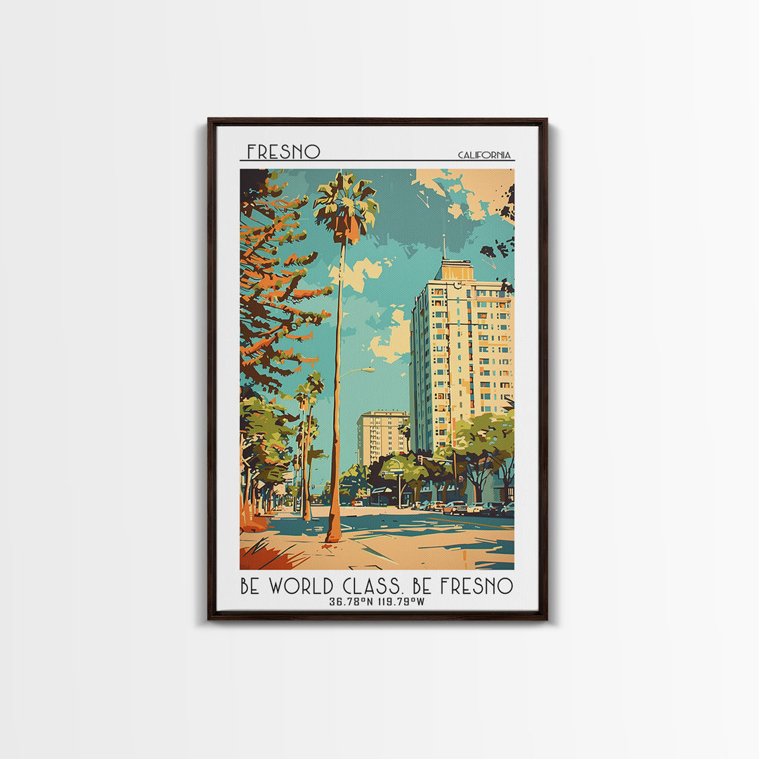 Fresno Travel Poster, Framed Canvas Print, Poster Print, Travel Wall Art, City Travel Poster, Travel Print, Travel Posters, Wall Art