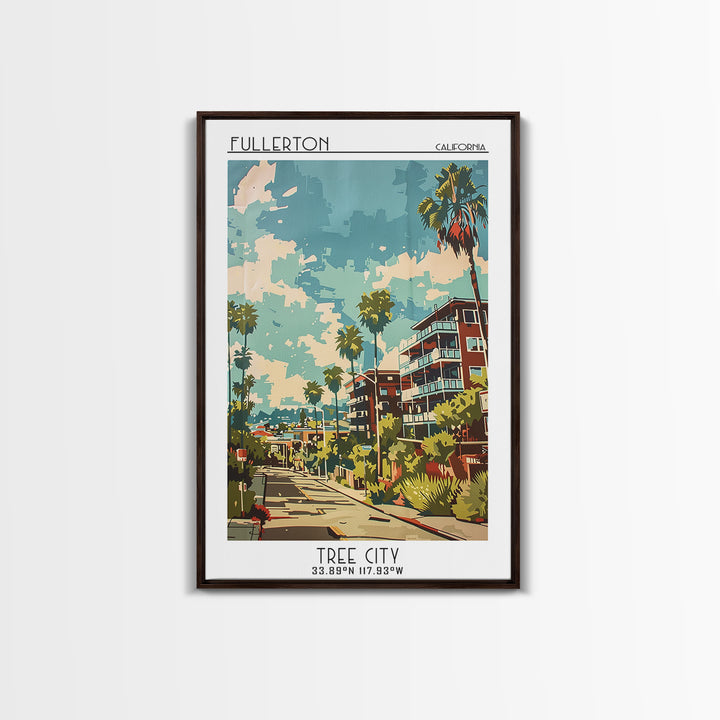 Fullerton Travel Poster, Canvas Print, City Travel Poster, Vintage City Poster, Minimalist Poster, Retro Travel Print, City Wall Art
