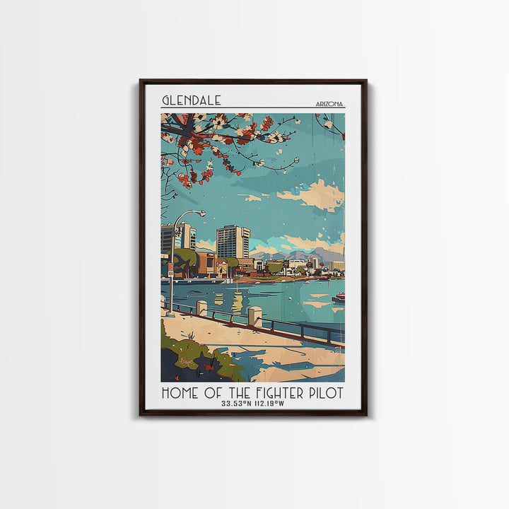 Glendale Travel Poster, Framed Canvas Print, Vintage Travel Print, City Wall Art, Vintage Poster, Vintage Travel Art, Travel Posters