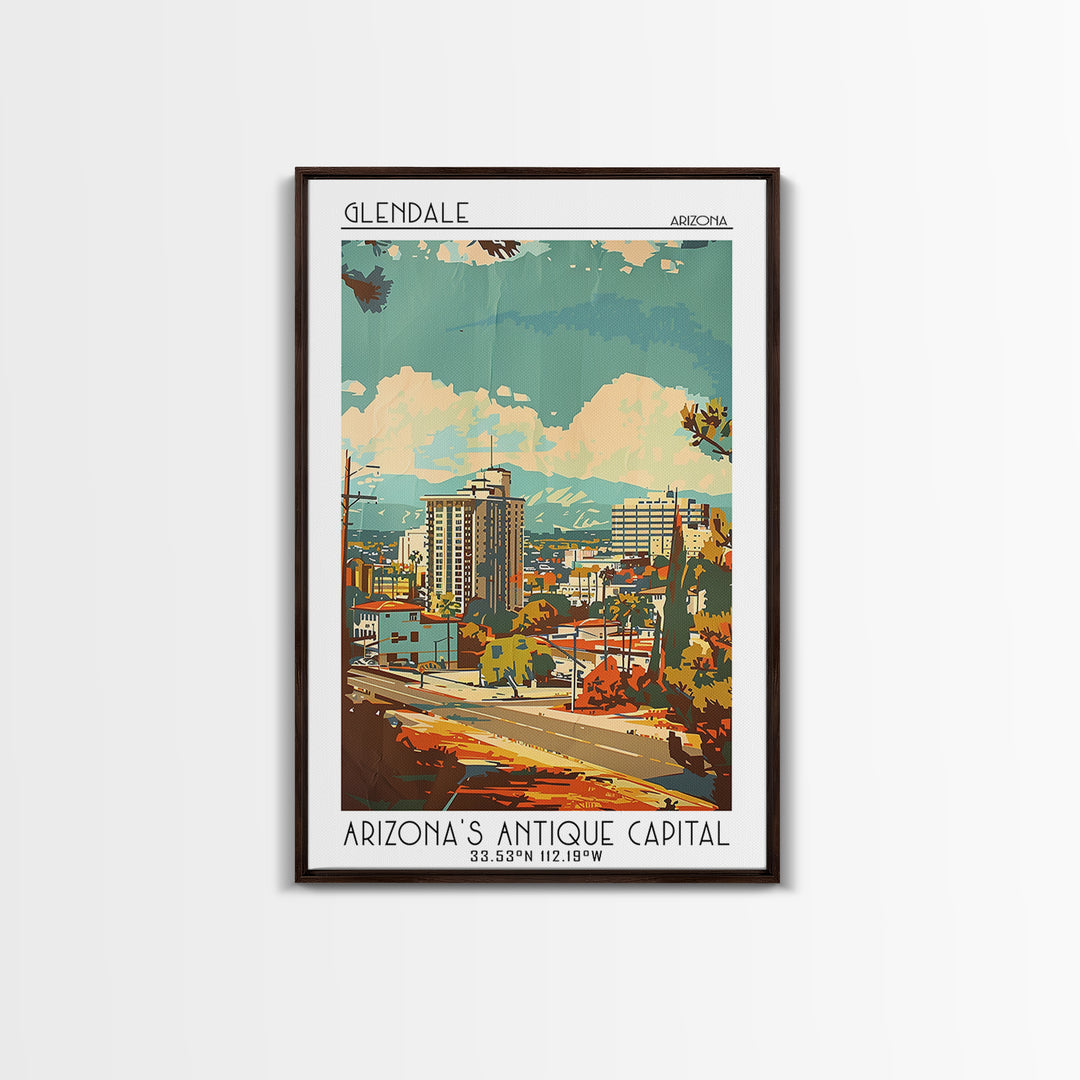 Glendale Arizona Travel Poster, Framed Canvas Print, Poster Print, Travel Wall Art, Minimalist Poster, Travel Prints, Fine Art Print