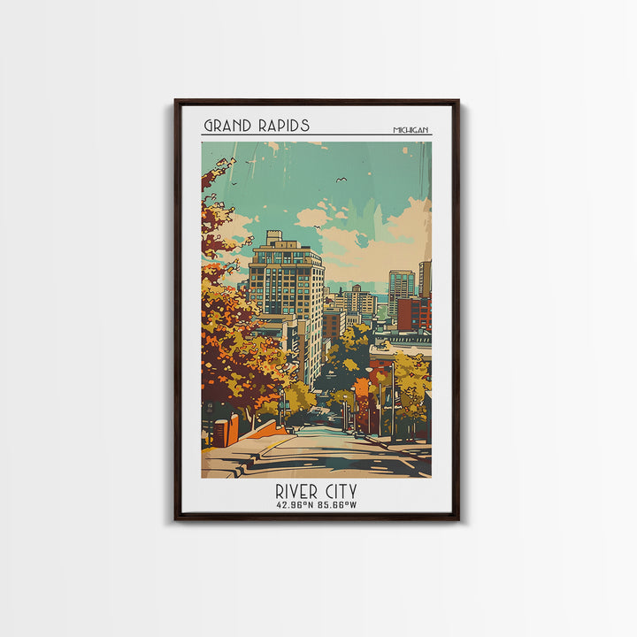 Grand Rapids Travel Poster, Canvas Print, City Art Print, Travel Wall Art, Vintage Travel, Art Print, Retro Wall Art, Fine Art Print