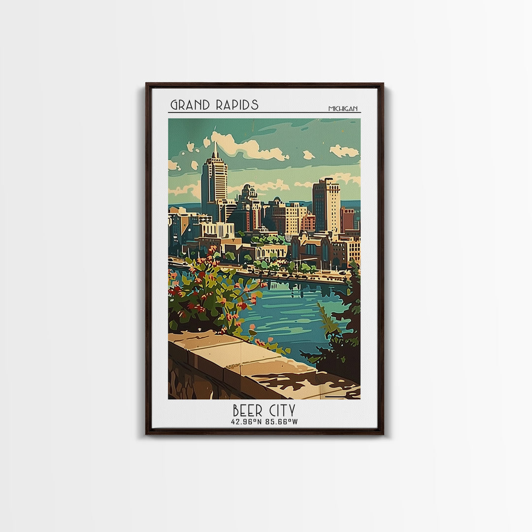 Grand Rapids Michigan Travel Poster, Canvas Print, City Travel Poster, Travel Wall Decor, Retro Travel Print, Travel Decor, Wall Art