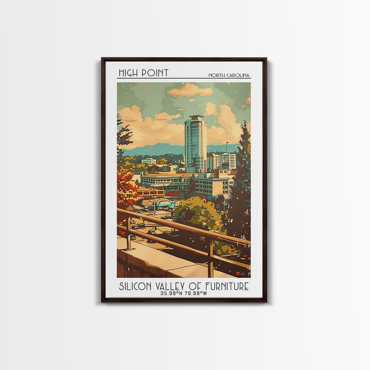 High Point Travel Poster, Framed Canvas Print, Travel Art Print, Modern Wall Decor, Retro Travel Poster, Wall Art, Travel Wall Decor