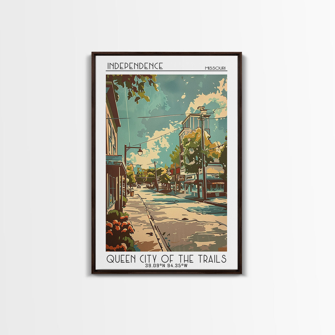 Independence Missouri Travel Poster, Framed Canvas Print, Retro Wall Art, Travel Print, City Wall Art, Wanderlust Gift, Poster Print