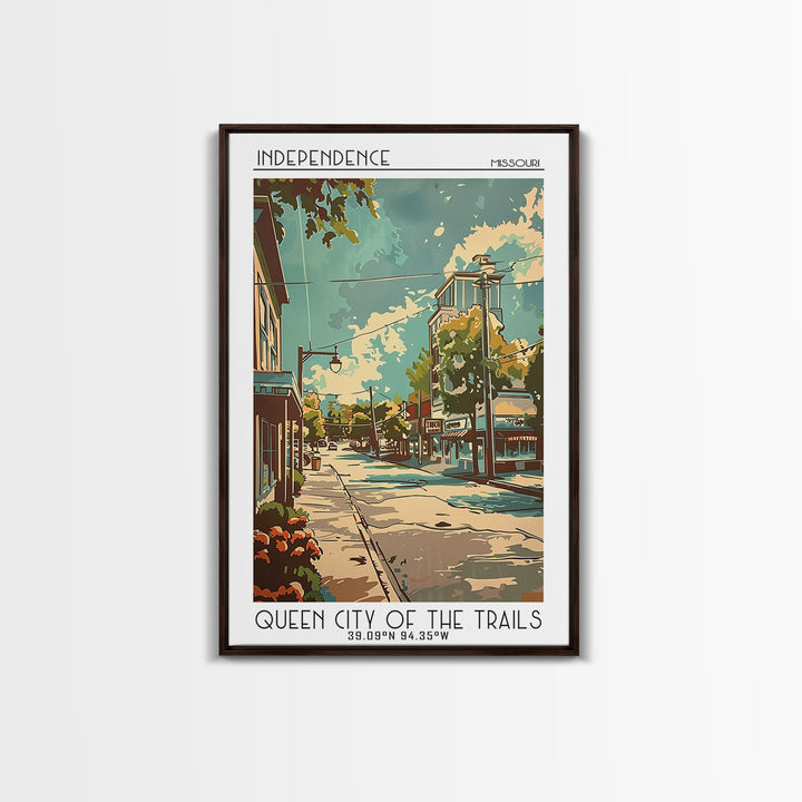 Independence Missouri Travel Poster, Framed Canvas Print, Retro Wall Art, Travel Print, City Wall Art, Wanderlust Gift, Poster Print