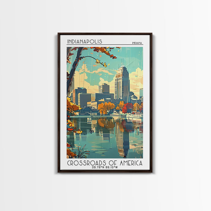 Indianapolis Travel Poster, Framed Canvas Print, Retro Wall Art, Travel Print, Travel Wall Art, Minimalist Poster, Modern Wall Decor