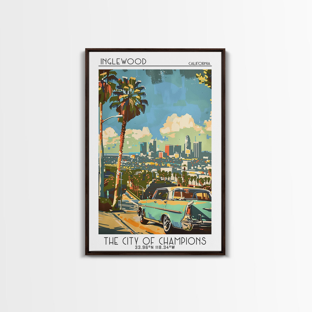 Inglewood California Travel Poster, Canvas Print, Travel Wall Decor, Minimalist Poster, City Travel Poster, Art Print, Landscape Art