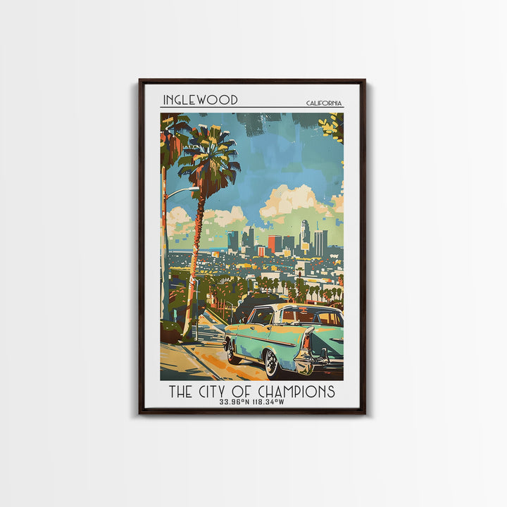 Inglewood California Travel Poster, Canvas Print, Travel Wall Decor, Minimalist Poster, City Travel Poster, Art Print, Landscape Art