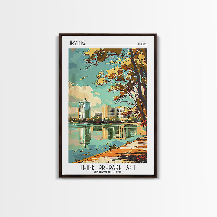 Irving Texas Travel Poster, Framed Canvas Print, City Art Print, Travel Wall Art, Gallery Wall Set, City Travel Poster, Travel Decor