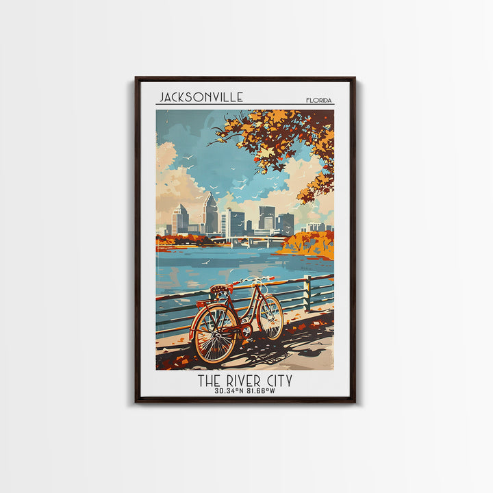 Jacksonville Travel Poster, Canvas Print, City Art Print, Travel Wall Art, City Travel Poster, Vintage Travel Art, City Illustration