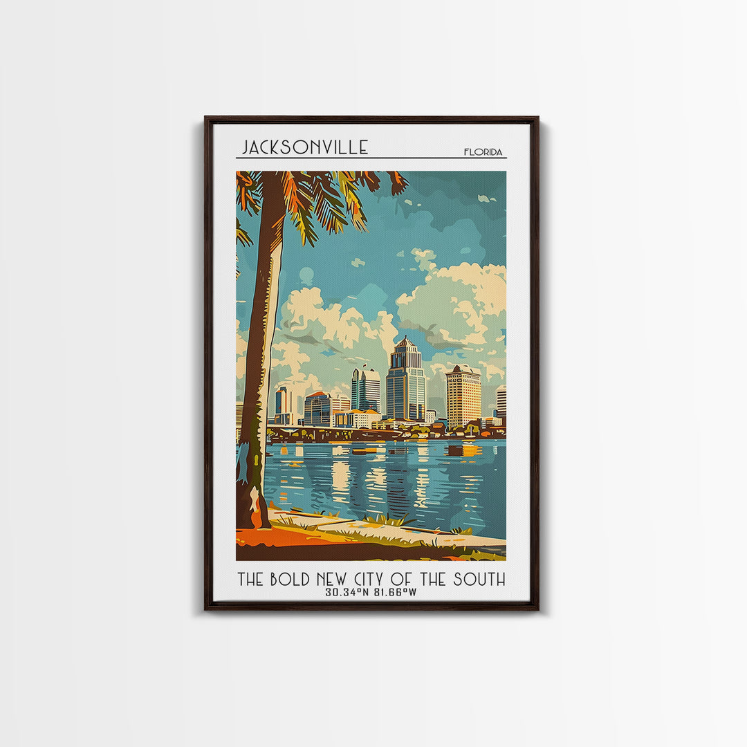 Jacksonville Florida Travel Poster, Framed Canvas Print, Travel Wall Decor, Minimalist Poster, City Travel Poster, Home Office Decor