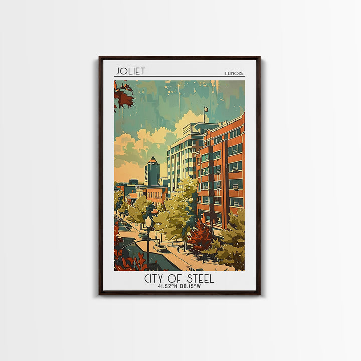 Joliet Travel Poster, Framed Canvas Print, City Travel Poster, Vintage City Poster, Travel Art Print, Vintage Travel Art, Poster Art