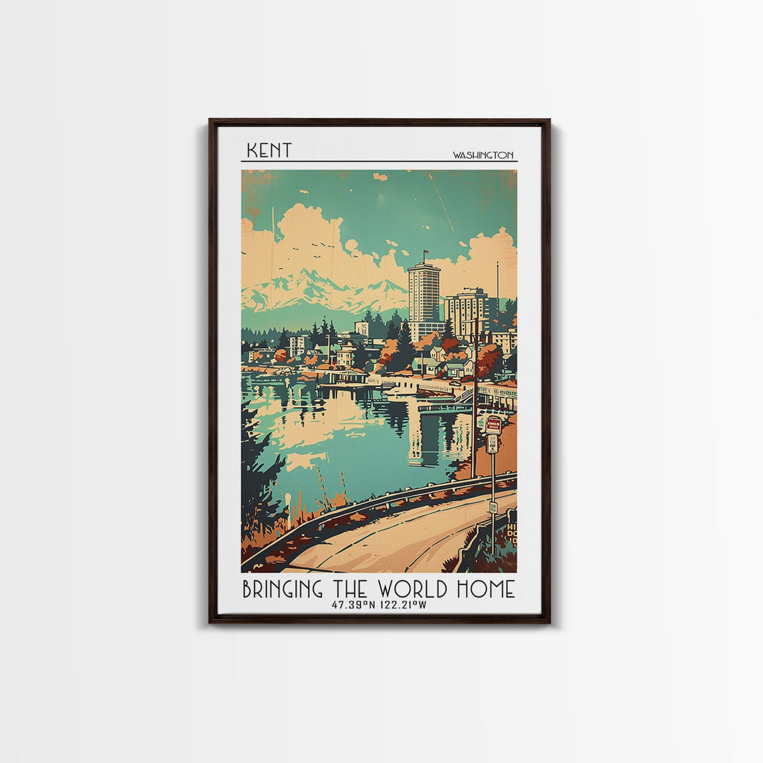 Kent Washington Travel Poster, Canvas Print, Retro Wall Art, Travel Print, Living Room Wall Art, Modern Wall Decor, Gallery Wall Set
