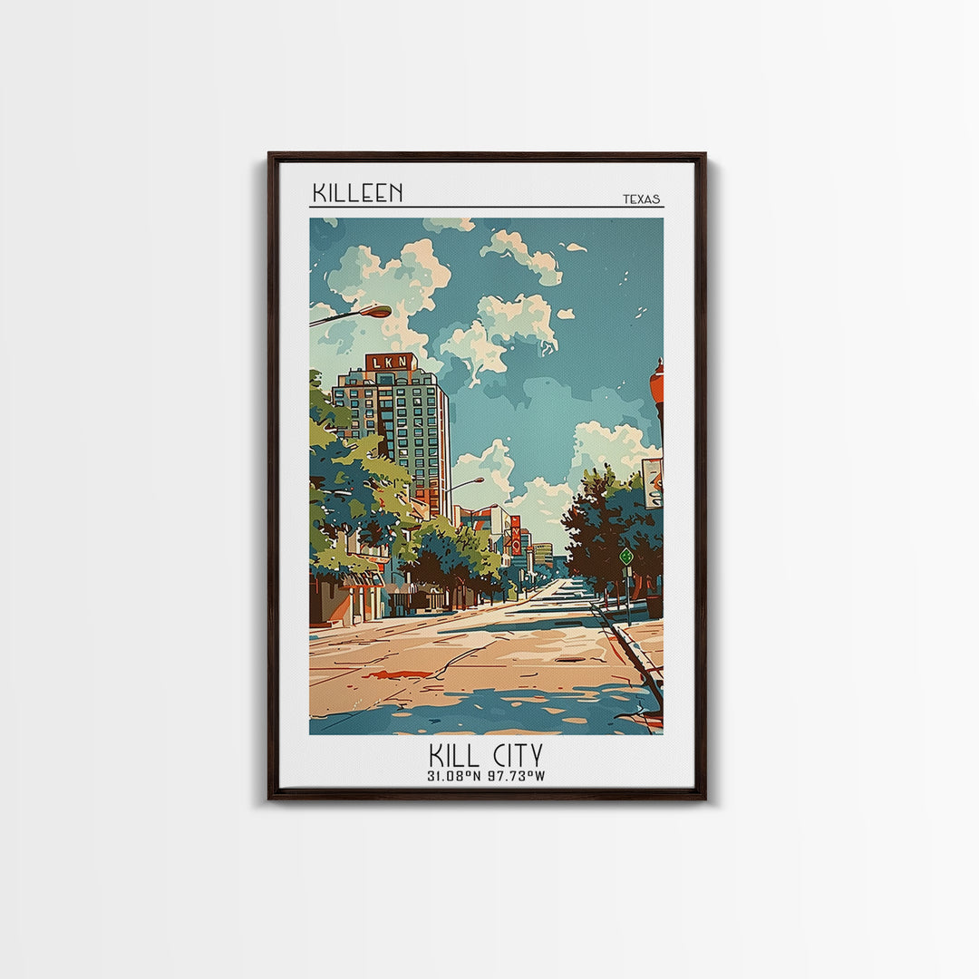 Killeen Texas Travel Poster, Canvas Print, Retro Wall Art, Travel Print, Mid Century Wall Art, Living Room Wall Art, Wanderlust Gift