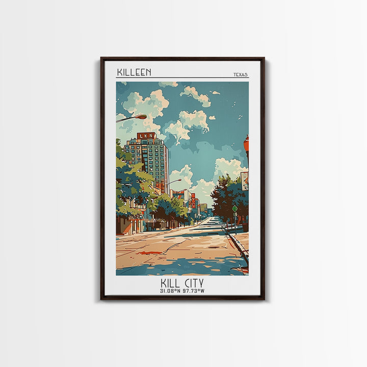 Killeen Texas Travel Poster, Canvas Print, Retro Wall Art, Travel Print, Mid Century Wall Art, Living Room Wall Art, Wanderlust Gift