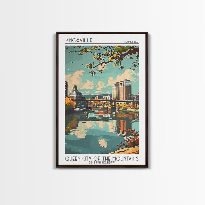 Knoxville Tennessee Travel Poster, Framed Canvas Print, City Travel Poster, Travel Wall Art, Travel Prints, Wall Art, Travel Posters