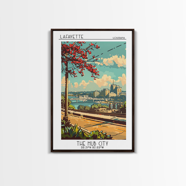 Lafayette Travel Poster, Framed Canvas Print, Travel Wall Art, City Wall Art, Retro Wall Art, Gallery Wall Set, Living Room Wall Art
