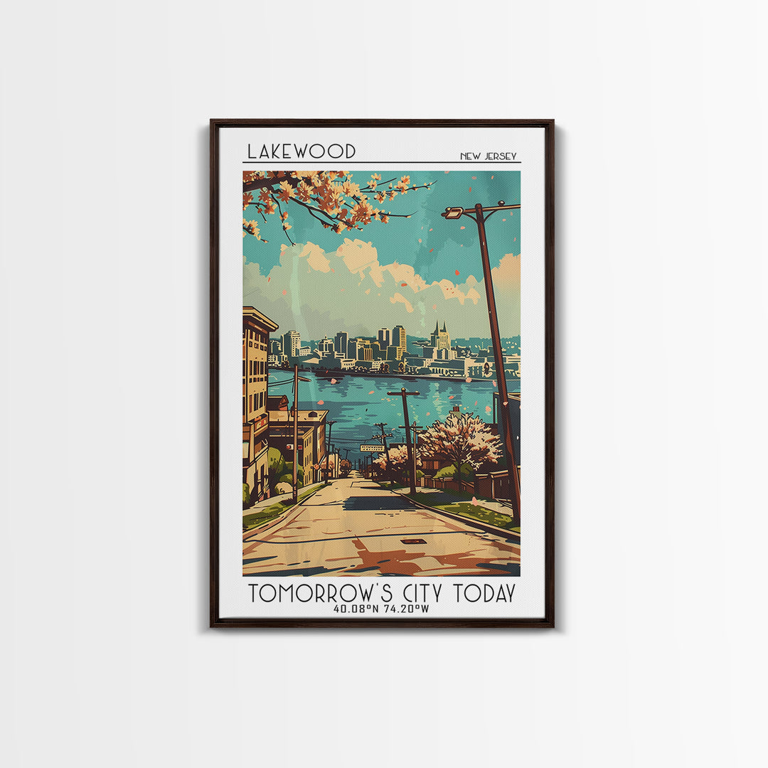 Lakewood New Jersey Travel Poster, Framed Canvas Print, City Travel Poster, Vintage City Poster, Fine Art Print, Retro Travel Poster