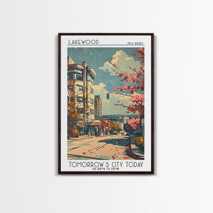 Lakewood New Jersey Travel Poster, Framed Canvas Print, Retro Wall Art, Travel Print, Vintage Travel Art, Poster Art, Fine Art Print