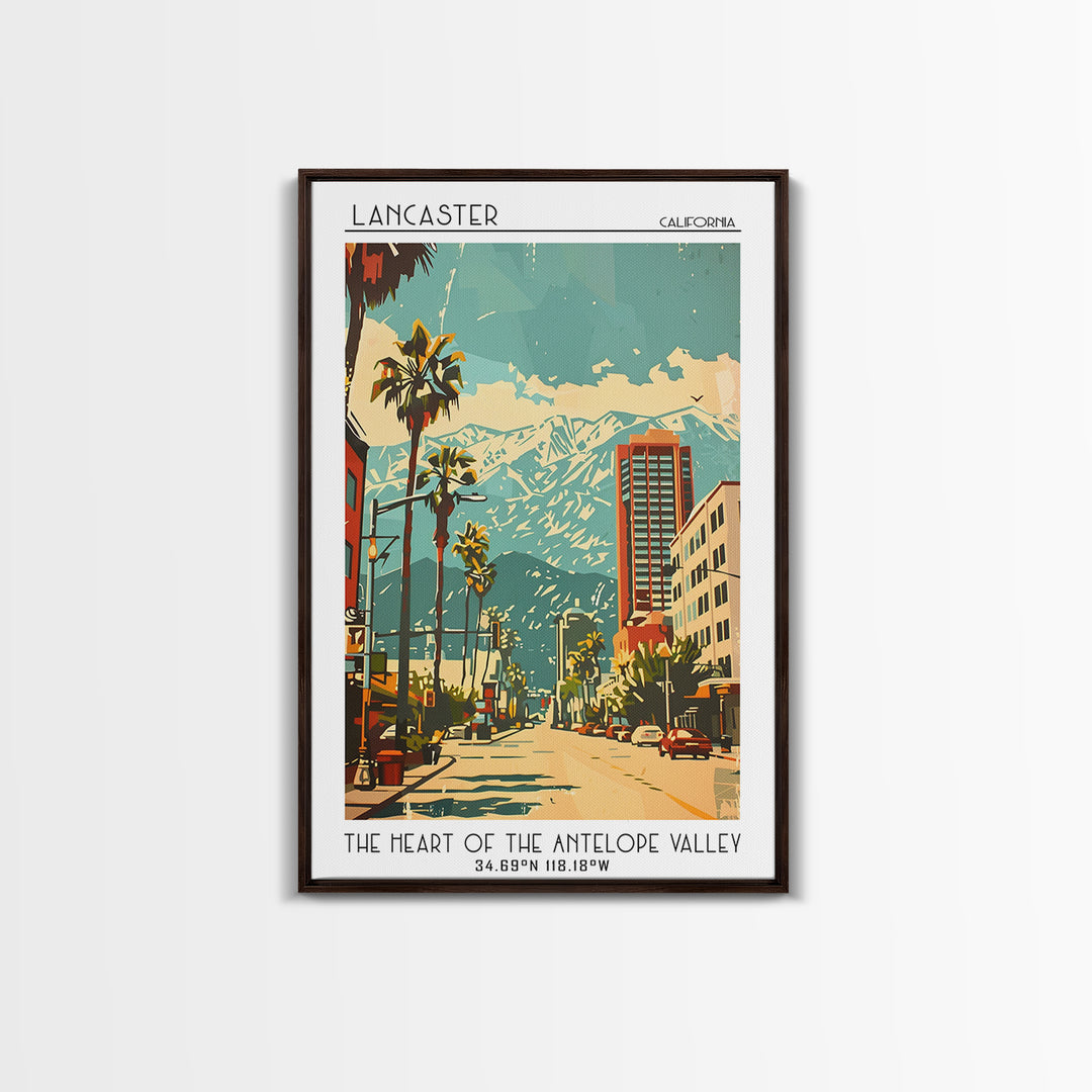 Lancaster California Travel Poster, Framed Canvas Print, Poster Print, Travel Wall Art, Travel Decor, Travel Print, Gallery Wall Set
