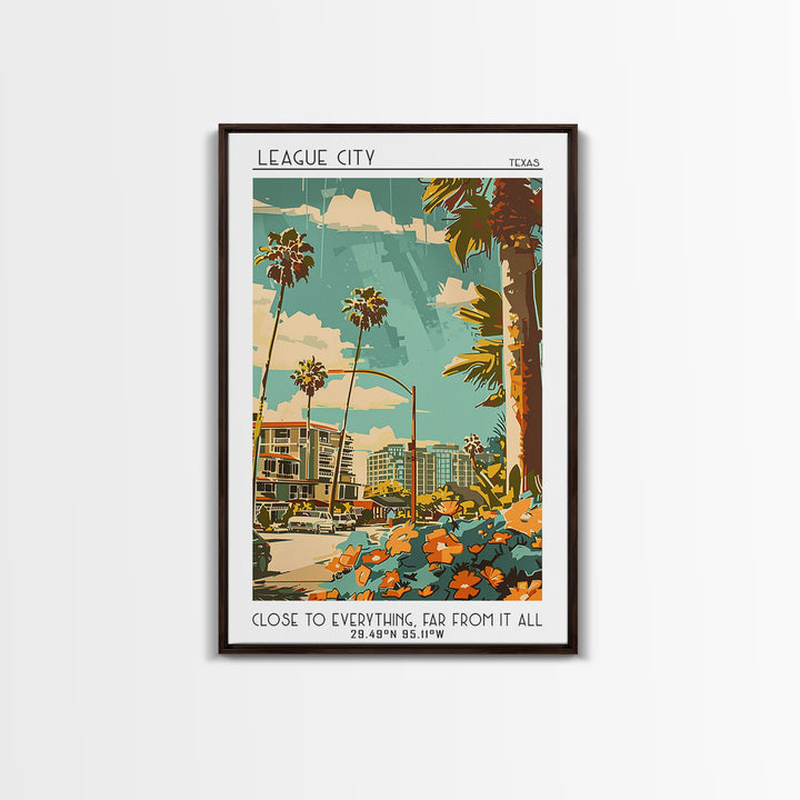 League City Travel Poster, Canvas Print, Poster Print, Travel Wall Art, Poster Art, Landscape Art, Colorful Wall Art, City Art Print