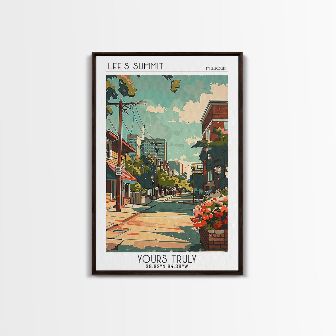 Lees Summit Missouri Travel Poster, Framed Canvas Print, City Travel Poster, Vintage City Poster, Landscape Art, Retro Travel Poster