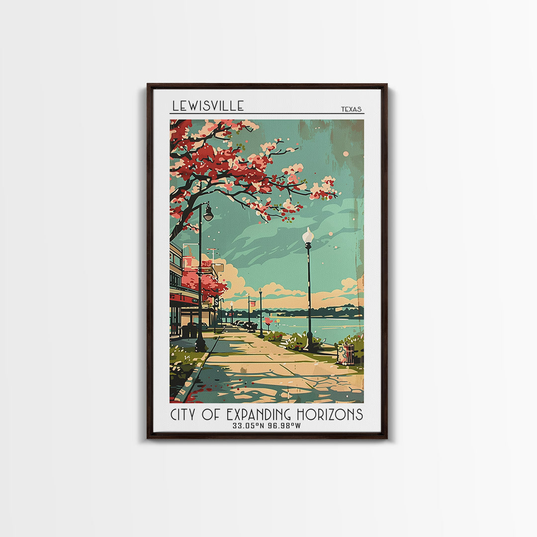 Lewisville Texas Travel Poster, Canvas Print, City Travel Poster, Vintage City Poster, Retro Wall Art, Vintage Poster, City Wall Art