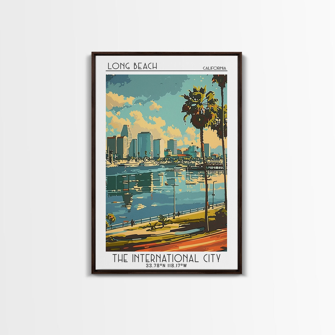 Long Beach California Travel Poster, Canvas Print, City Travel Poster, Vintage City Poster, City Wall Art, Art Print, Retro Wall Art