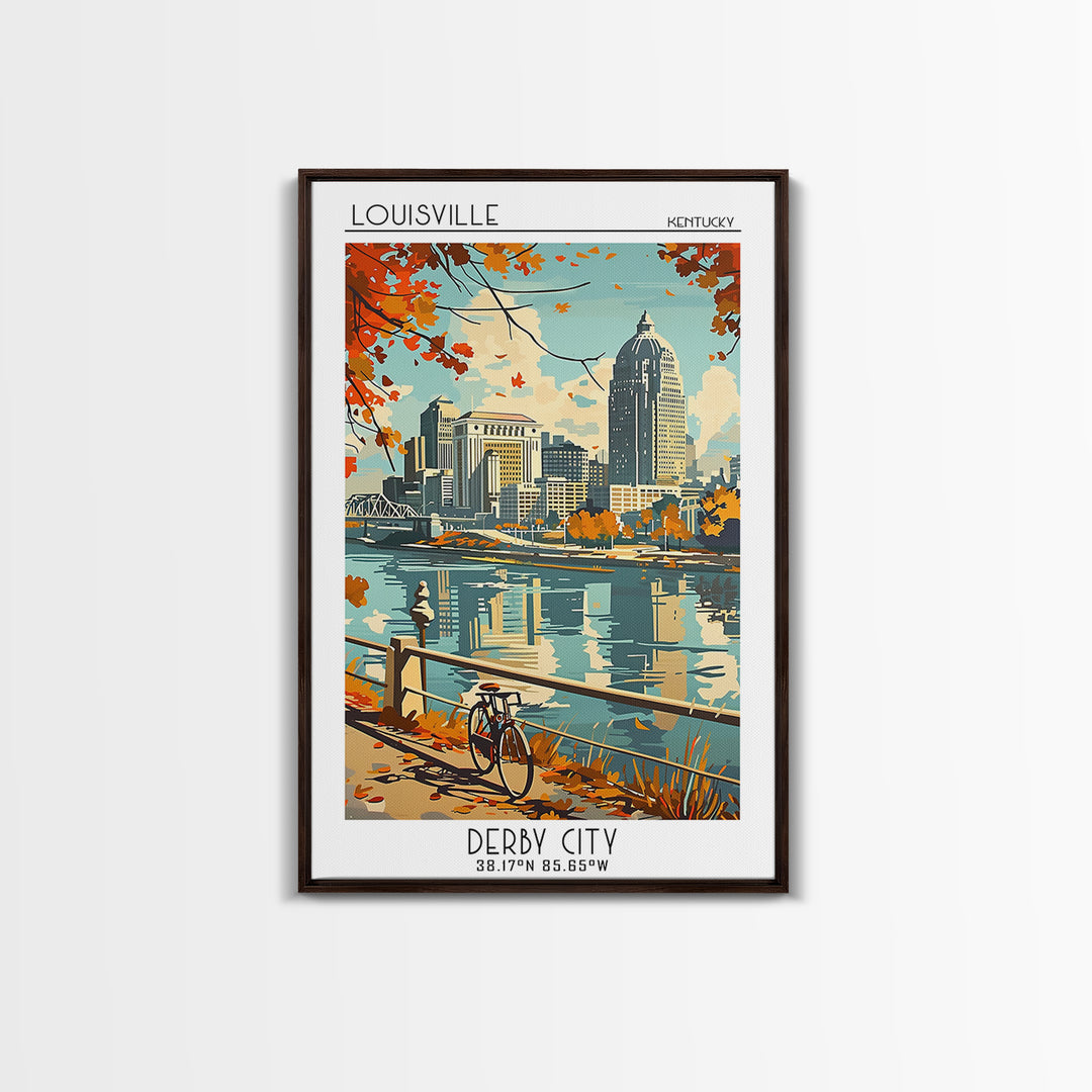 Louisville Kentucky Travel Poster, Framed Canvas Print, City Travel Poster, Travel Wall Decor, Living Room Wall Art, Wanderlust Gift