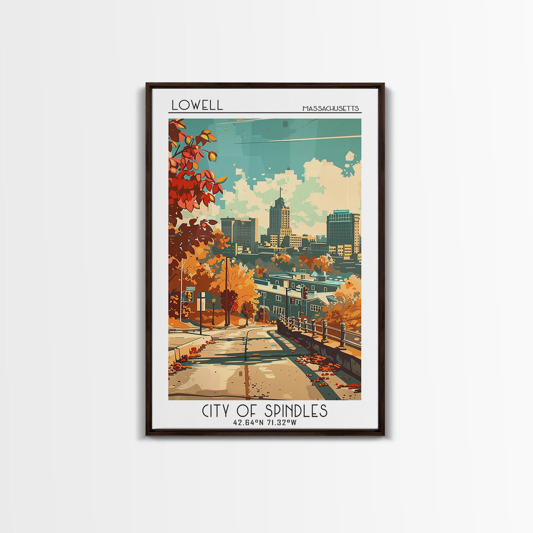 Lowell Massachusetts Travel Poster, Canvas Print, Poster Print, Travel Wall Art, Travel Decor, Home Office Decor, Retro Travel Print