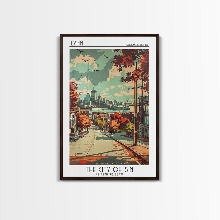 Lynn Massachusetts Travel Poster, Canvas Print, Retro Travel Poster, City Wall Art, Retro Wall Art, Living Room Wall Art, Poster Art