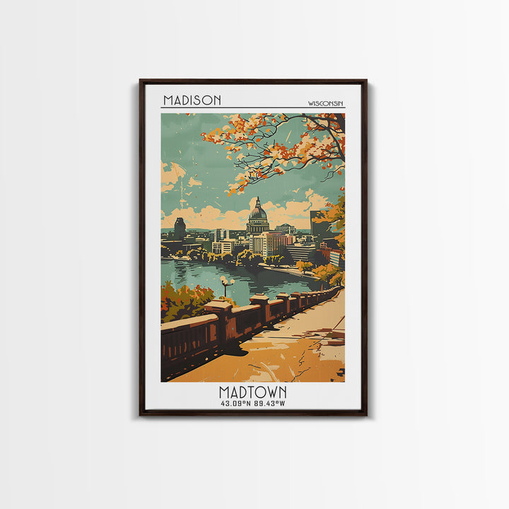 Madison Travel Poster, Framed Canvas Print, Vintage Travel Print, City Wall Art, Travel Wall Art, Fine Art Print, Vintage Travel Art