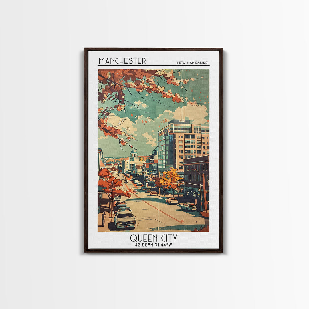 Manchester Travel Poster, Framed Canvas Print, City Travel Poster, Travel Wall Art, Landscape Art, City Wall Art, Vintage Travel Art