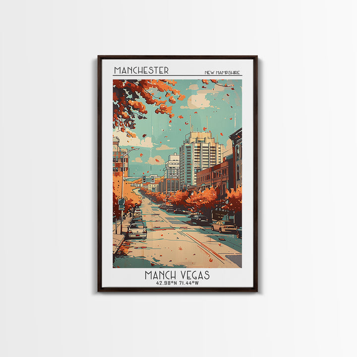 Manchester New Hampshire Travel Poster, Canvas Print, City Travel Poster, Travel Wall Art, Living Room Wall Art, Retro Travel Poster