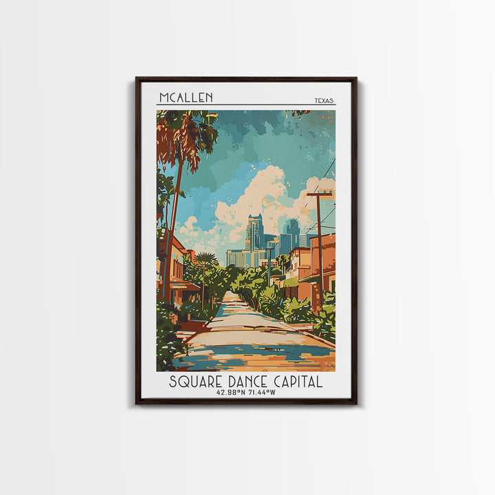 McAllen Travel Poster, Framed Canvas Print, City Travel Poster, Travel Wall Decor, Travel Posters, Retro Travel Poster, Poster Print