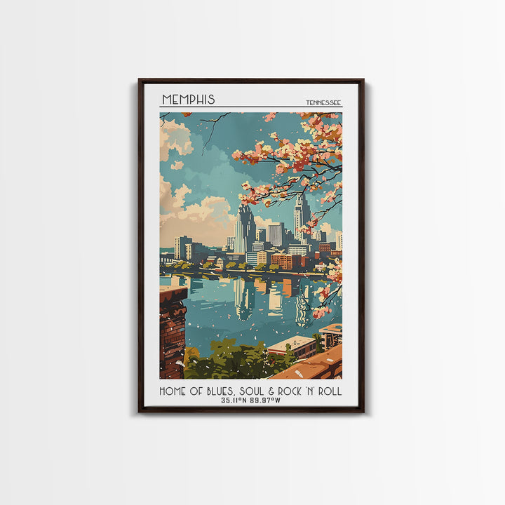 Memphis Travel Poster, Framed Canvas Print, City Art Print, Travel Wall Art, City Illustration, Modern Wall Decor, Travel Wall Decor