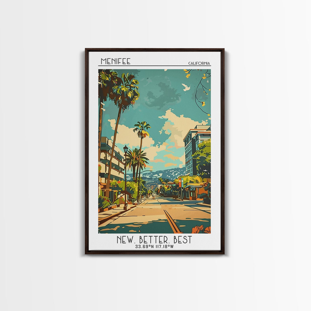 Menifee California Travel Poster, Canvas Print, City Travel Poster, Travel Wall Decor, Art Print, Poster Print, Mid Century Wall Art