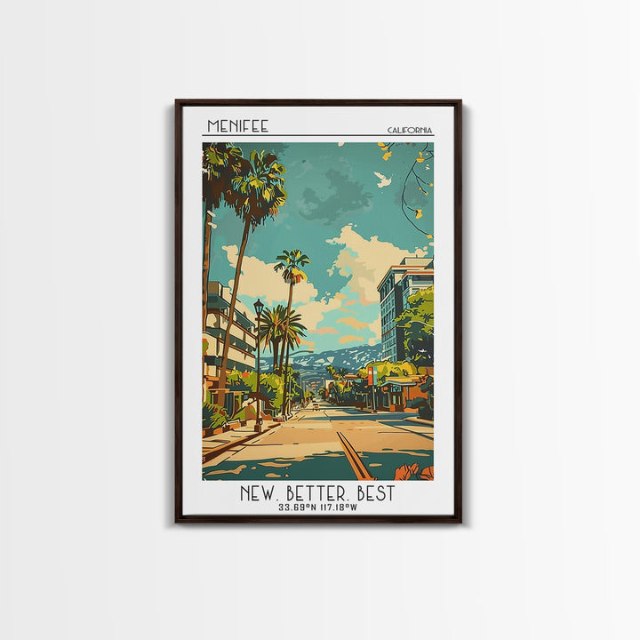 Menifee California Travel Poster, Canvas Print, City Travel Poster, Travel Wall Decor, Art Print, Poster Print, Mid Century Wall Art