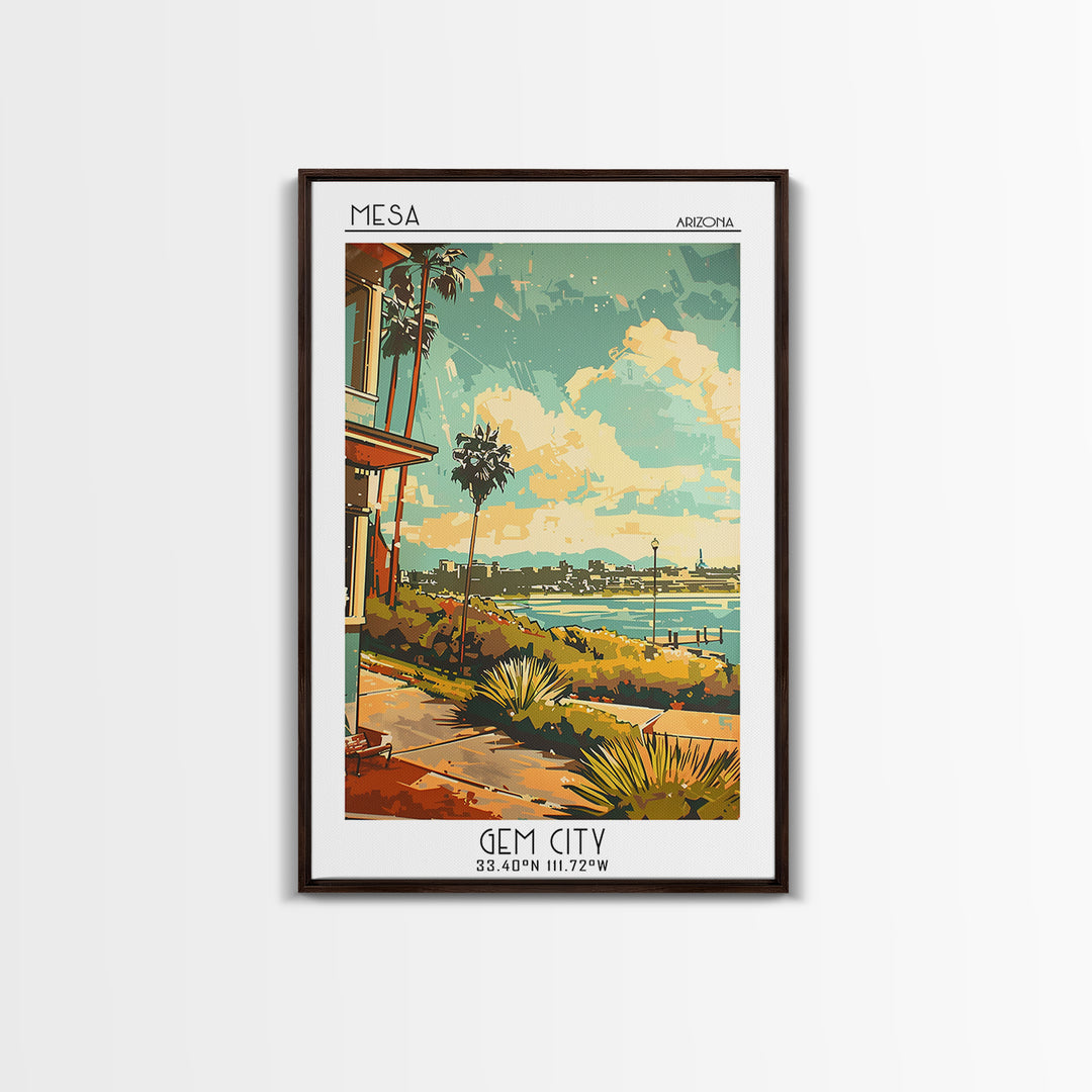 Mesa Arizona Travel Poster, Canvas Print, City Travel Poster, Travel Wall Decor, Watercolor Cityscape, City Wall Art, City Art Print