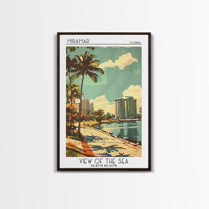 Miramar Travel Poster, Framed Canvas Print, City Travel Poster, Travel Wall Art, Travel Art Print, Vintage Travel Art, Travel Prints