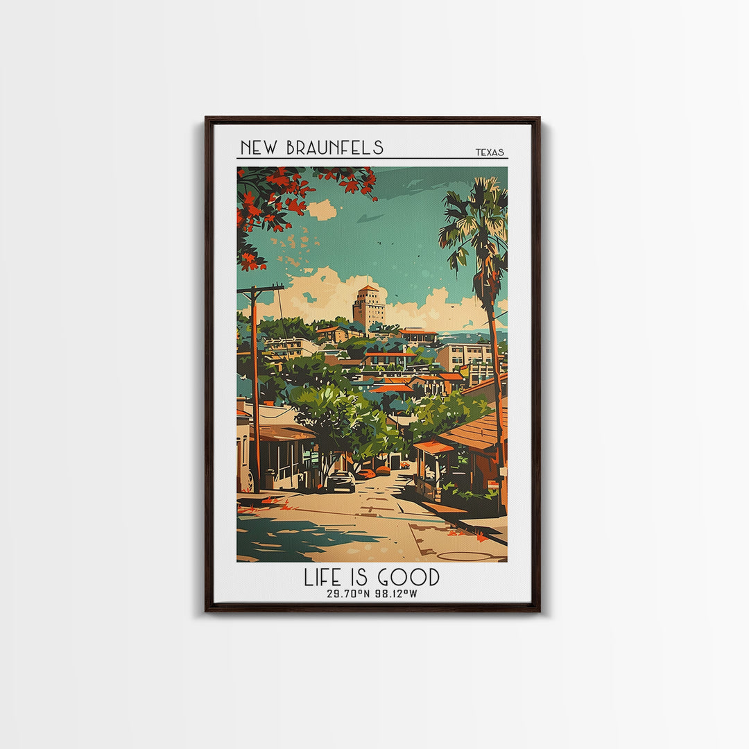 New Braunfels Texas Travel Poster, Framed Canvas Print, Travel Prints, Landscape Art, Fine Art Print, Travel Posters, Vintage Poster