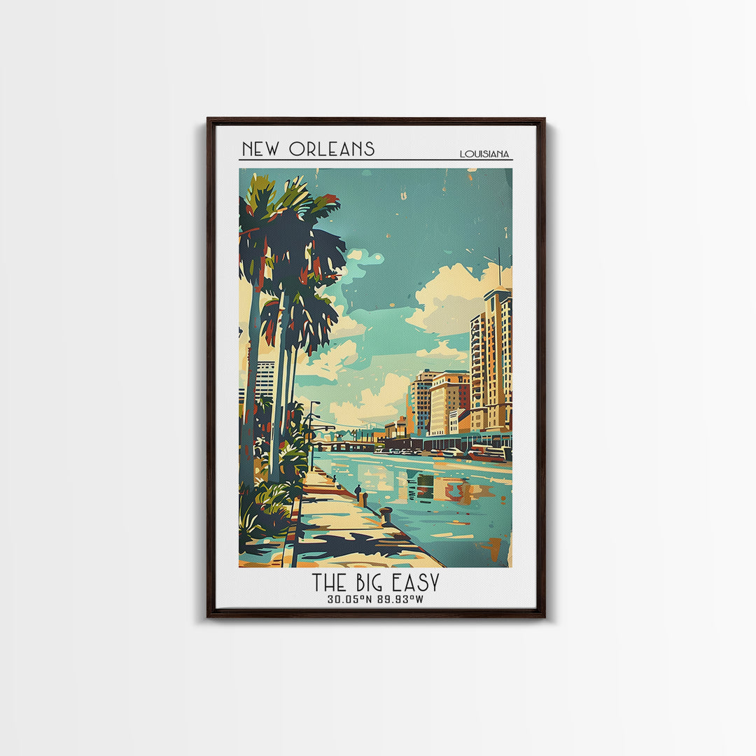 New Orleans Travel Poster, Framed Canvas Print, Vintage Travel Print, City Wall Art, Landscape Art, City Art Print, Travel Art Print