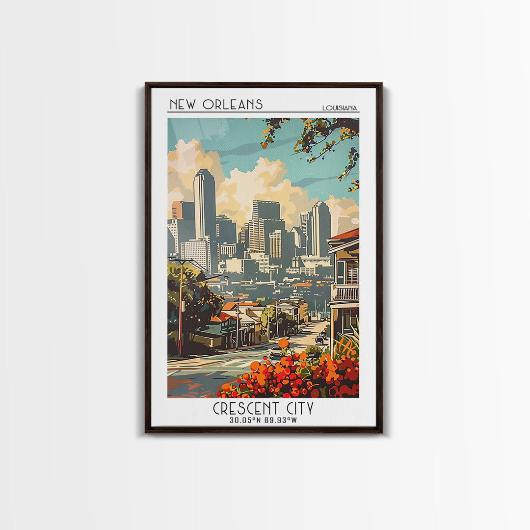 New Orleans Louisiana Travel Poster, Framed Canvas Print, Poster Print, Travel Wall Art, Travel Wall Decor, Home Decor, Travel Decor