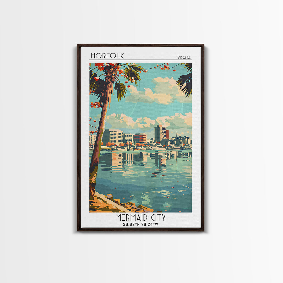 Norfolk Virginia Travel Poster, Canvas Print, City Travel Poster, Travel Wall Art, Home Decor, Wall Art, Travel Prints, Travel Print